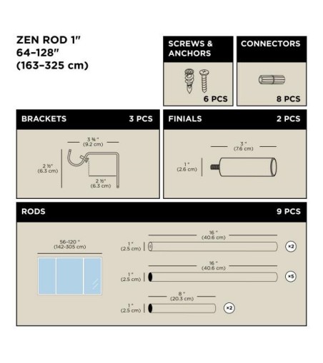 UMBRA karnisz ZEN 163 - 325 cm czarny