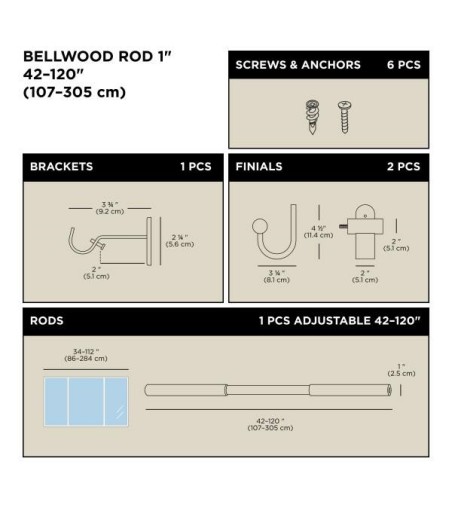 UMBRA karnisz BELLWOOD 107 - 305 cm       biały / brązowy