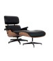 Fotel LOUNGE HM XL czarny / orzech z podnóżkiem