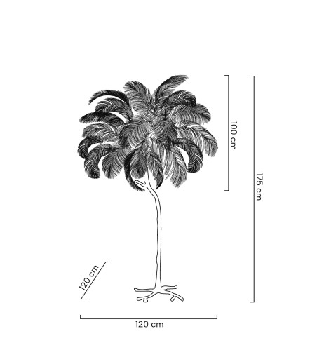 MOOSEE lampa podłogowa TIFFANY 175        beżowa mosiądz / naturalne pióra