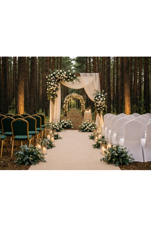 Zestaw krzesło bankietowe HEKATE zielone  + pokrowiec WEDING biały