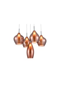 AZZARDO lampa wisząca AMBER MILANO 5      miedziana