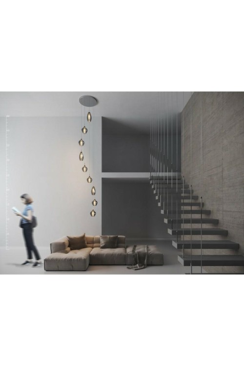 AZZARDO lampa wisząca AMBER MILANO 9      miedziana