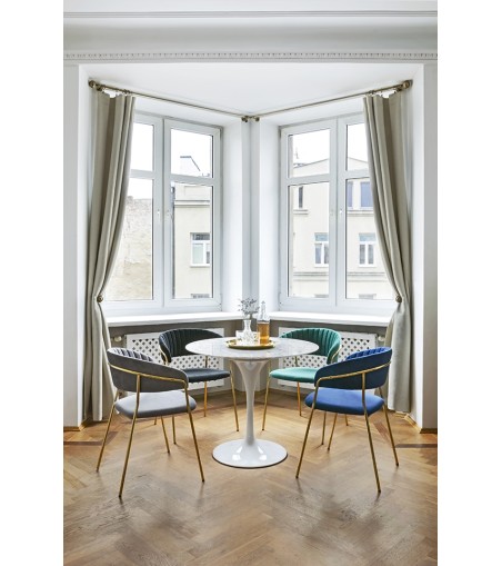 Stół TULIP MARBLE 90 CARRARA biały - blat okrągły marmurowy, metal