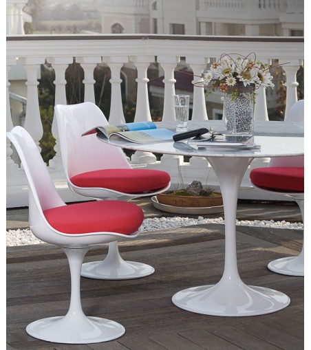 Stół TULIP MARBLE 90 CARRARA biały - blat okrągły marmurowy, metal