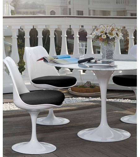 Stół TULIP MARBLE 90 CARRARA biały - blat okrągły marmurowy, metal