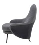 Fotel LOBBY TEDDY szary - stal nierdzewna, czarny opal