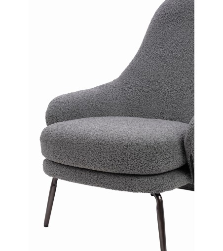Fotel LOBBY TEDDY szary - stal nierdzewna, czarny opal