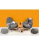 Fotel LOBBY TEDDY szary - stal nierdzewna, czarny opal