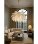 MOOSEE lampa wisząca TIFFANY 135 biała    mosiądz / naturalne pióra