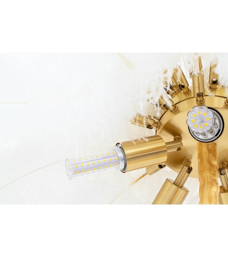 MOOSEE lampa podłogowa TIFFANY 175 biała  mosiądz / naturalne pióra