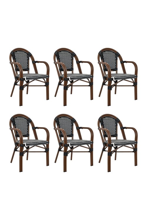 Zestaw 6 krzeseł ogrodowych CAFE PARIS    ARM brązowy rattan