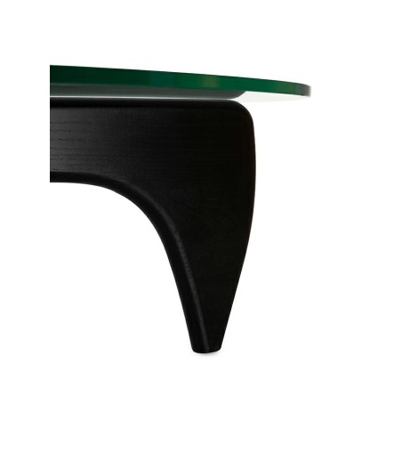 Stolik STABLE BLACK - szkło, podstawa     drewniana czarny jesion.