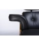 Fotel LOUNGE czarny / orzech z podnóżkiem