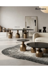 MaMaison stolik RINGO 50 złoty / czarny   marmur