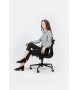 Fotel biurowy BODY PRESTIGE PLUS czarny  - skóra naturalna, aluminium