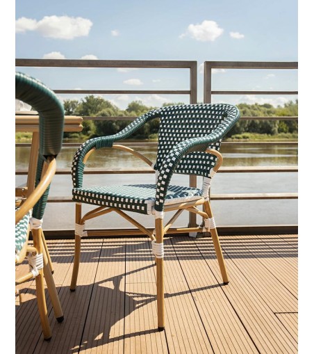 Krzesło ogrodowe CAFE MIRAMAR turkus /    morski rattan