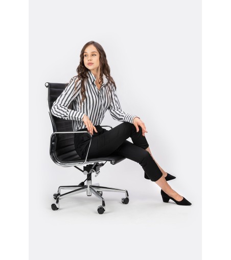 Fotel biurowy AERON PRESTIGE PLUS czarny - skóra naturalna, aluminium