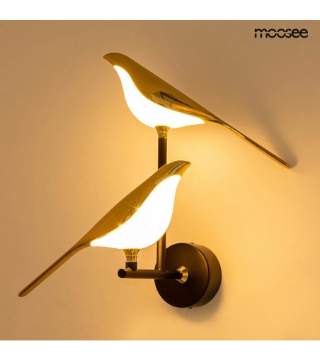 MOOSEE lampa ścienna BIRD TWIN złota