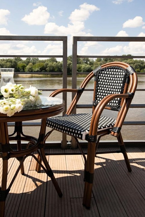 Krzesło ogrodowe CAFE PARIS ARM brązowe   rattan