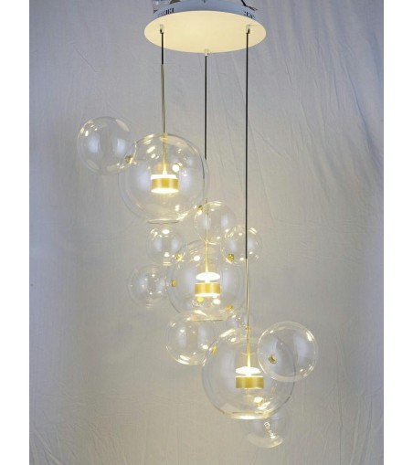 MOOSEE lampa wisząca CAPRI DISC 3 złota   - 180 LED, aluminium, szkło