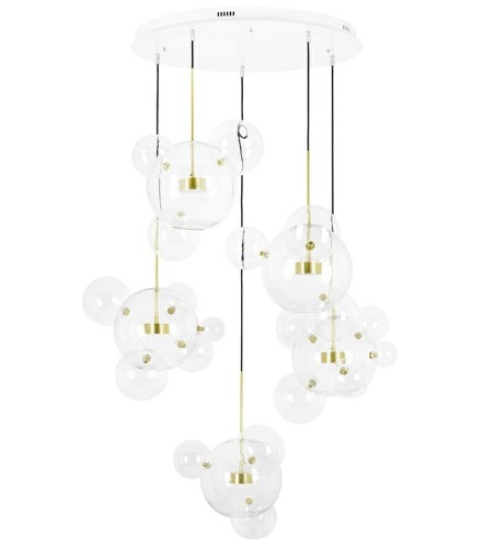 MOOSEE Lampa wisząca CAPRI DISC 5 złota   - 300 LED, aluminium, szkło