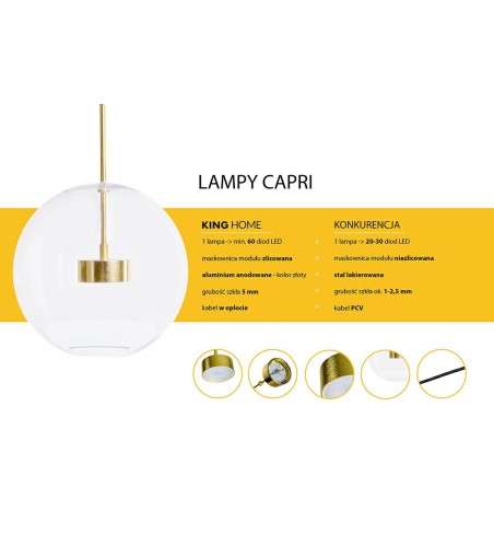MOOSEE Lampa wisząca CAPRI DISC 5 złota   - 300 LED, aluminium, szkło