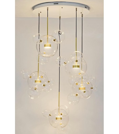 MOOSEE Lampa wisząca CAPRI DISC 5 złota   - 300 LED, aluminium, szkło