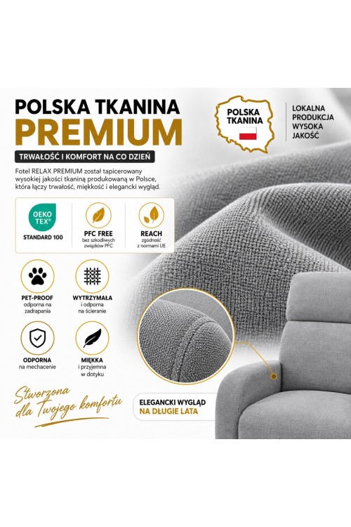 Fotel wypoczynkowy rozkładany RELAX       PREMIUM jasny szary