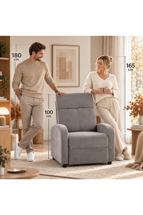 Fotel wypoczynkowy rozkładany RELAX       PREMIUM jasny szary
