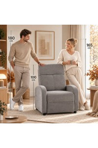 Fotel wypoczynkowy rozkładany RELAX       PREMIUM jasny szary