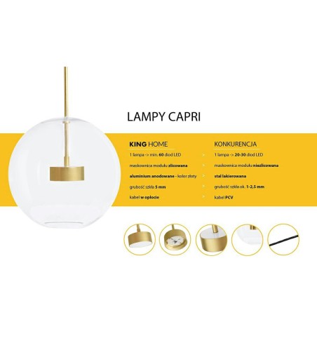 MOOSEE lampa wisząca CAPRI 6 złota - 60   LED, alumiumium, szkło