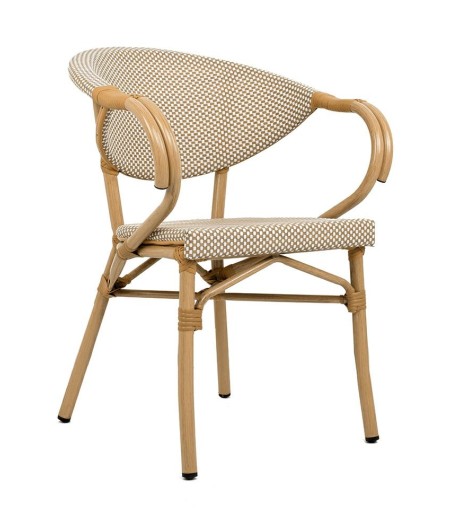Krzesło ogrodowe CAFE BISTRO PARIS ARM    beżowe rattan
