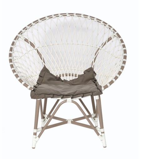 FOTEL OGRODOWY IVY 101X78X103 CM BIAŁY BEŻOWY ALUMINIUM TECHNORATTAN MILOO HOME 