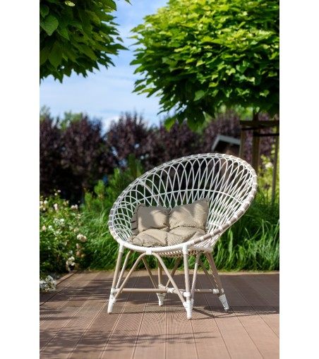 FOTEL OGRODOWY IVY 101X78X103 CM BIAŁY BEŻOWY ALUMINIUM TECHNORATTAN MILOO HOME 