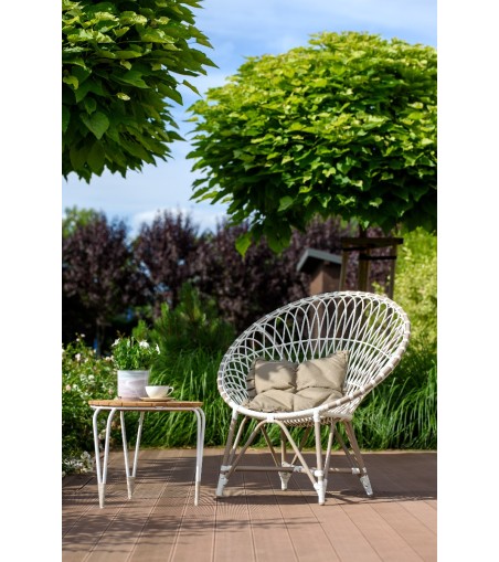 FOTEL OGRODOWY IVY 101X78X103 CM BIAŁY BEŻOWY ALUMINIUM TECHNORATTAN MILOO HOME 