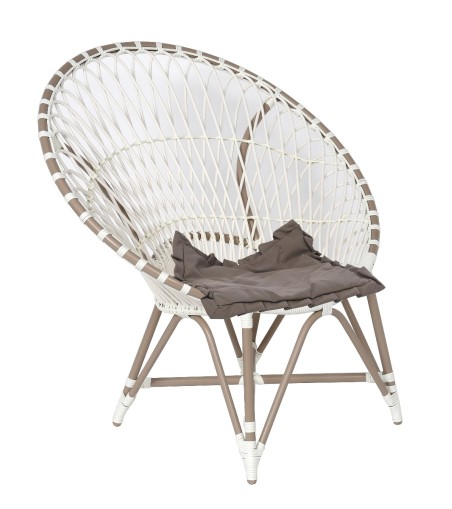 FOTEL OGRODOWY IVY 101X78X103 CM BIAŁY BEŻOWY ALUMINIUM TECHNORATTAN MILOO HOME 