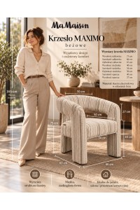 Fotel tapicerowany MaMaison MAXIMO beżowy