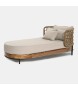 SZEZLONG OGRODOWY MOON 184X98X74 CM DREWNO AKACJOWE, TKANINA OLEFIN MILOO HOME 