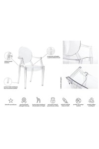 Krzesło LOUIS transparentne poliwęglan King Home