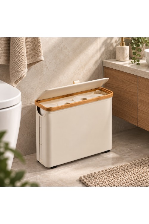 Stojak SHP BAMBOO beżowy / bambusowy – organizer składany