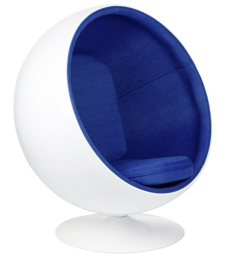 Fotel BALL biało-niebieski - włókno szklane