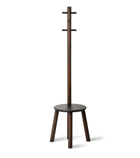UMBRA wieszak ze stołkiem PILLAR - czarny orzech