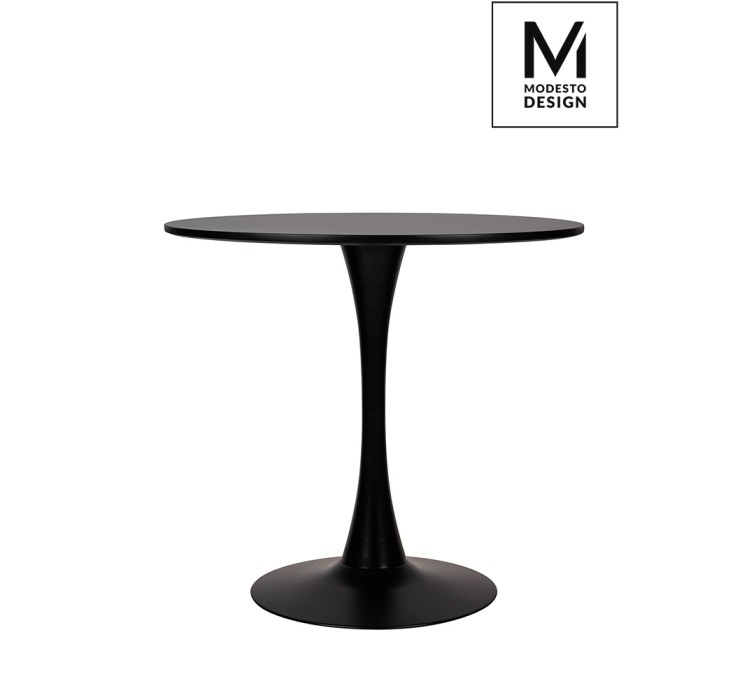 MODESTO stół TULIP FI 80 czarny - MDF, podstawa metalowa