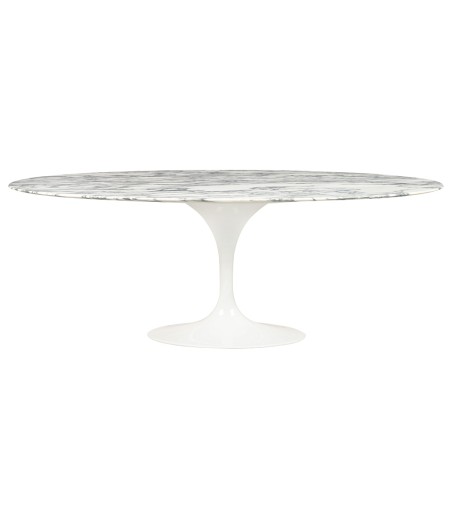 Stół TULIP ELLIPSE MARBLE ARABESCATO 200  biały - marmur, metal