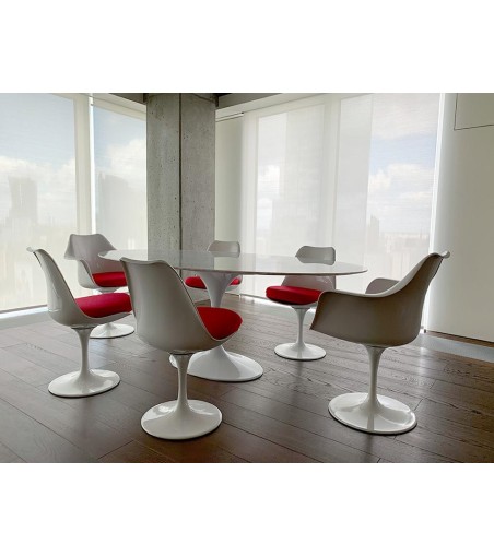 Stół TULIP ELLIPSE MARBLE ARABESCATO 200  biały - marmur, metal