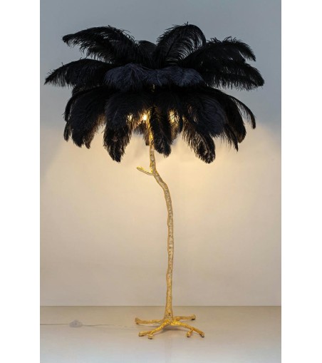 MOOSEE lampa podłogowa TIFFANY 175        czarna mosiądz / naturalne pióra