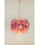 MOOSEE lampa wisząca TIFFANY 135 różowa   mosiądz / naturalne pióra