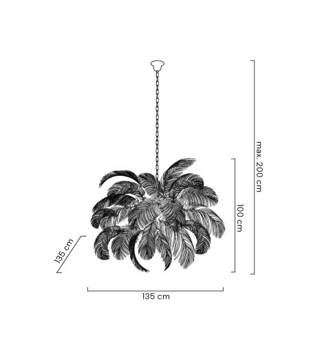 MOOSEE lampa wisząca TIFFANY 135 różowa   mosiądz / naturalne pióra