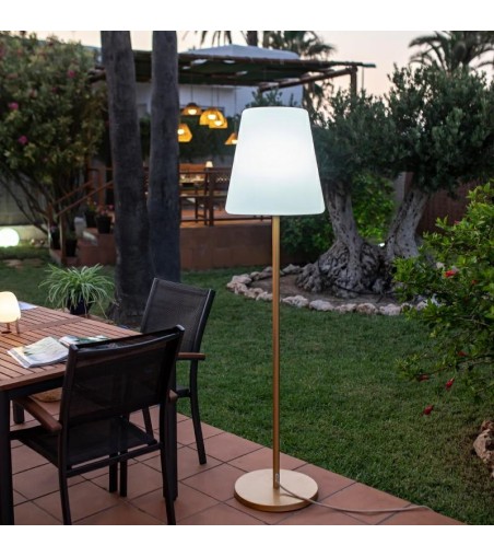 NEW GARDEN lampa podłogowa LOLA SLIM 180 SOLAR & BATTERY brass